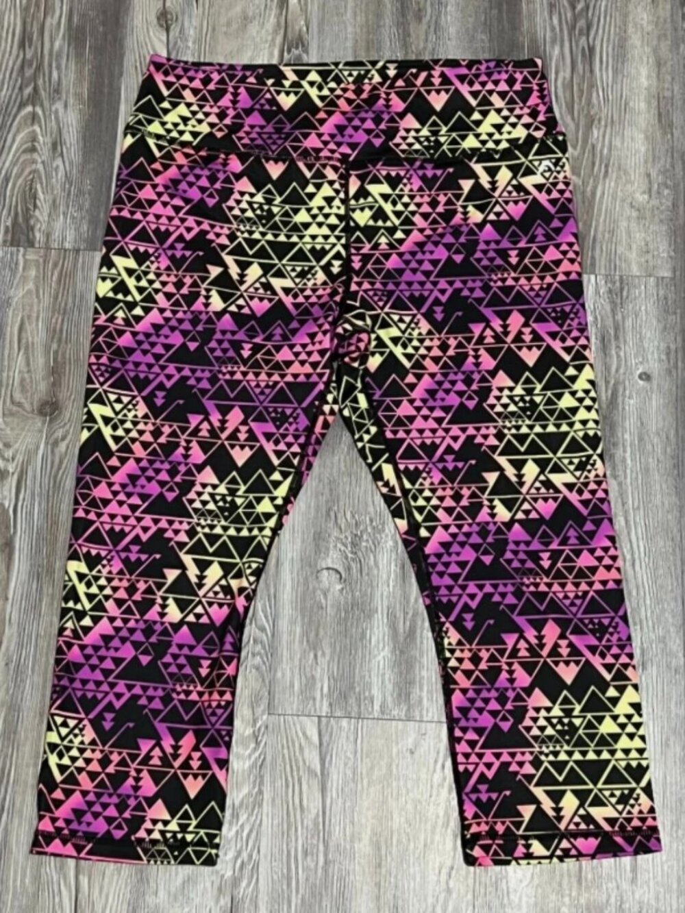 L Womens HEAD Printed Fitness Cropped Leggings Capri Pants Pink Black Purple